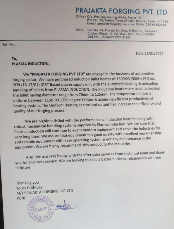 PRAJAKTA FORGING PVT.LTD. (1500KW)